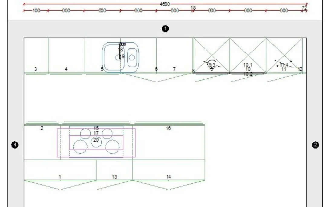 Opstelling showroomkeuken